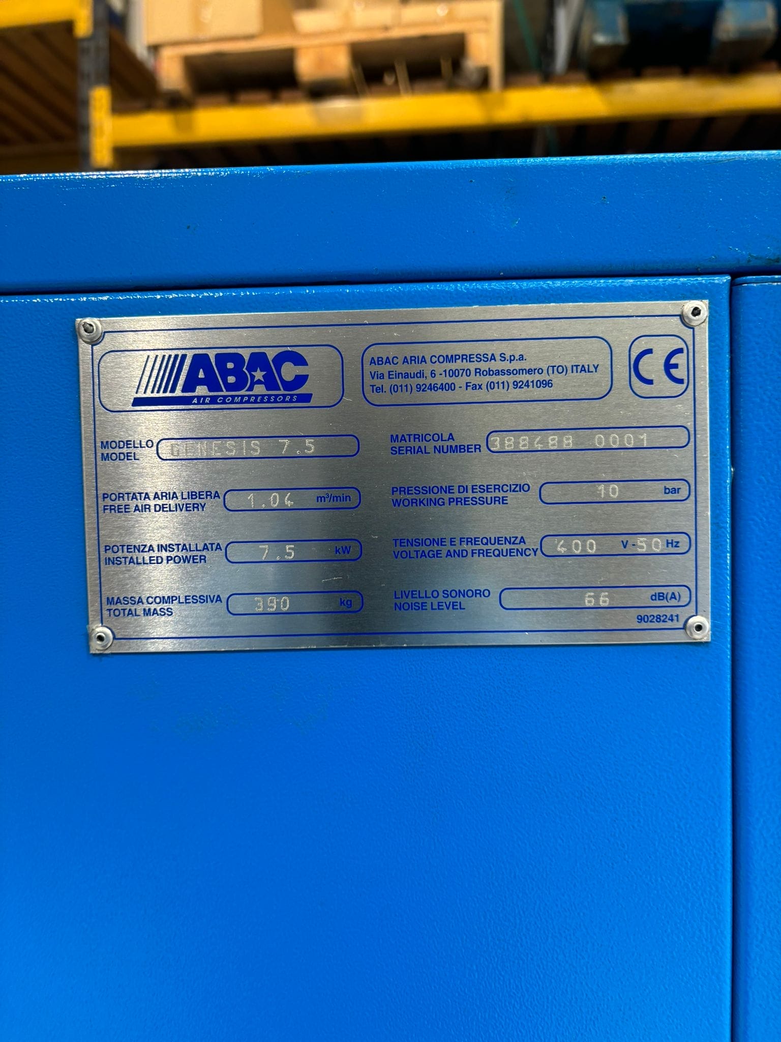 英国航空 旅客機B AC-111-510 ABAC Genesis 7.5 10 BAR 36.7 CFM 7.5 Kw Screw Compressor